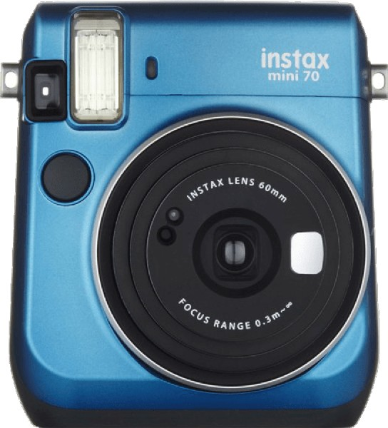 Cámara instantánea - Fujifilm Instax Mini 70 Kit + Film, Modo Selfie, Azul