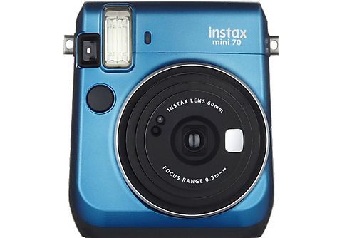 Cámara instantánea - Fujifilm Instax Mini 70 Kit + Film, Modo Selfie, Azul