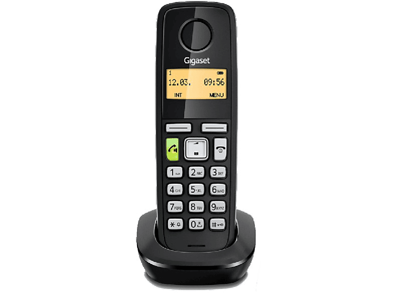 Teléfono  Gigaset A180, Duo, Pantalla 1.5, 50 contactos, Identificador  llamadas, Rellamada, Negro