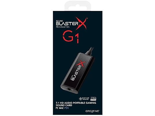 Tarjeta de sonido - Creative Sound BlasterX G1, externa, entrada Mini Jack de 3,5mm, Negro