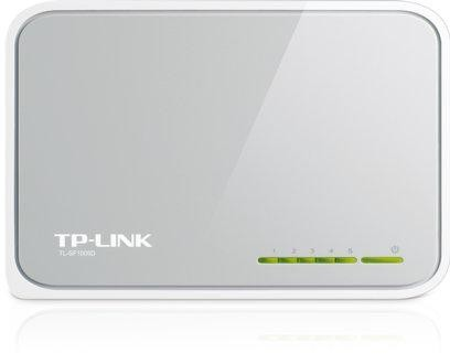 Router TP-Link blanco con luces indicadoras verdes en la parte inferior y fondo blanco.