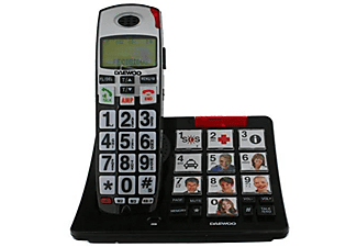 Teléfono - Daewoo DTD 7500, teclas grandes y botón SOS, negro