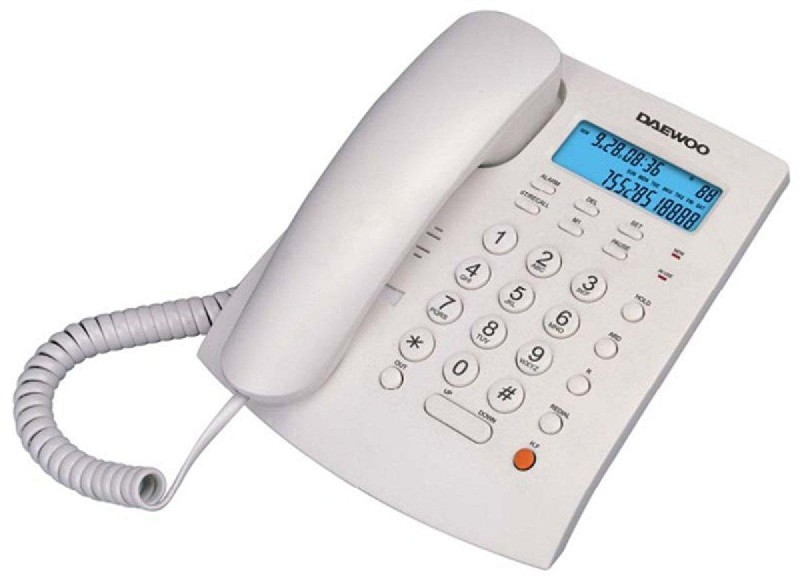 Daewoo Dtc310 Blanco de sobremesa fijo 2 piezas manos libres identificador llamada pantalla lcd bipieza telefono con cable