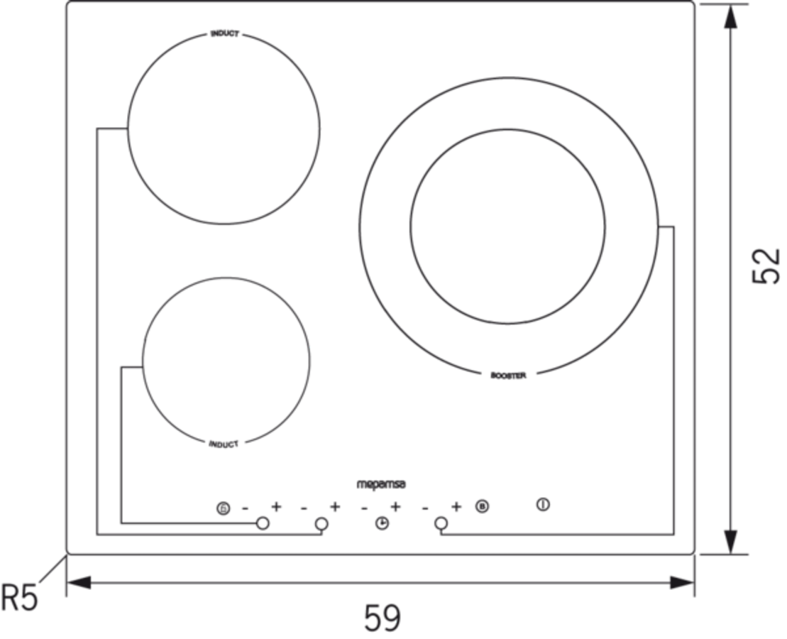 Encimera - Mepamsa 2 IT MD 630 G Inducción, 3 zonas de cocción, Sin marco