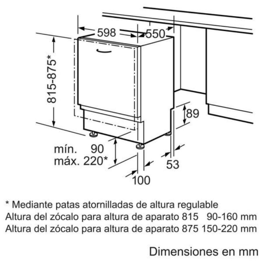 Lavavajillas - Balay 3VF301NP 60cm de ancho, Integrable, Capacidad 12 servicios, 12 litros, Clase A+