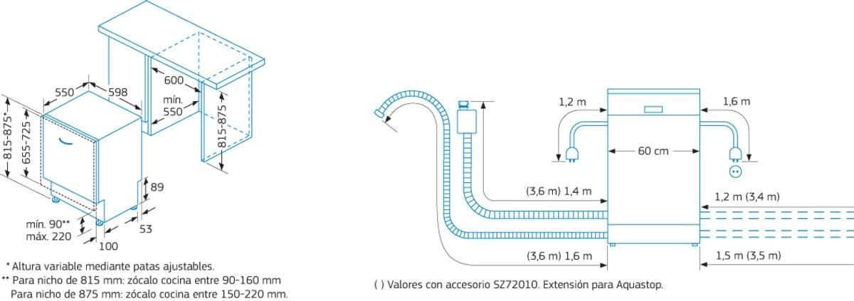 Lavavajillas - Balay 3VF301NP 60cm de ancho, Integrable, Capacidad 12 servicios, 12 litros, Clase A+