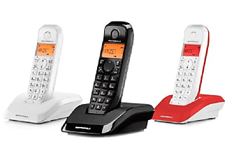 Teléfono - Motorola S1203 MIXCOLOR, Trio: blanco, negro y rojo, Manos libres, Altavoz, Agenda