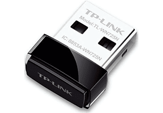 Adaptador Wi-Fi USB - TP-Link TL-WN725N, Velocidad transferencia 150 Mbps, USB 2.0, Banda Única, 2.4 GHz, Negro
