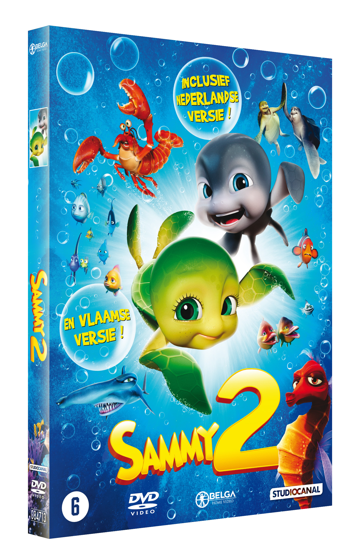 Couverture DVD : Sammy 2. Créatures marines animées sur fond bleu.