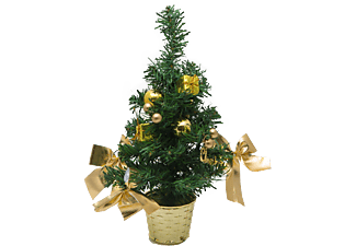 FAMILY CHRISTMAS Mini műfenyő arany díszekkel - 30 cm