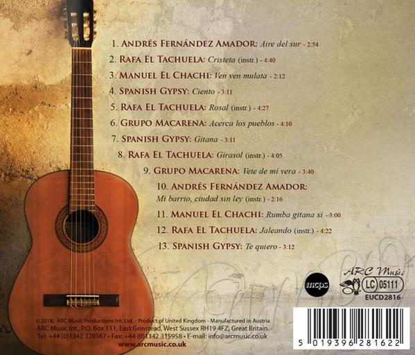 Rückseite einer CD-Hülle. Eine Gitarre lehnt an einer rustikalen Wand. Songtitel und Künstlernamen sind aufgelistet.