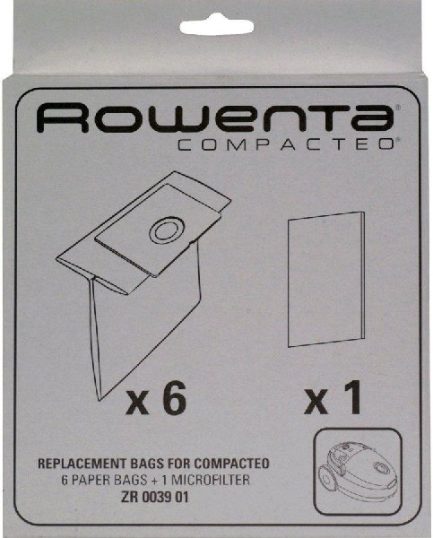 Bolsa Para Aspiradoras rowenta compacteo de zr003901 6 unidades 1 microfiltro compatible con la gama zr0039 accesorio y suministro mantenimiento 10