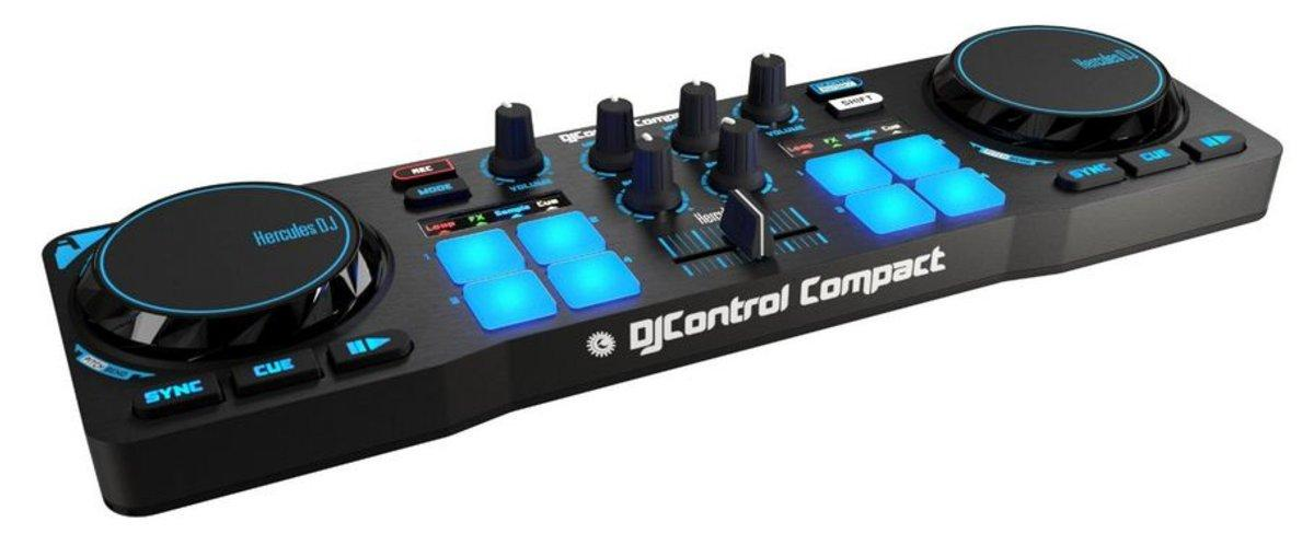 Controlador Hercules Compact canales usb djcontrol pcmac tamaño ligero 4780843 negro 2 portatil 2channels mesa