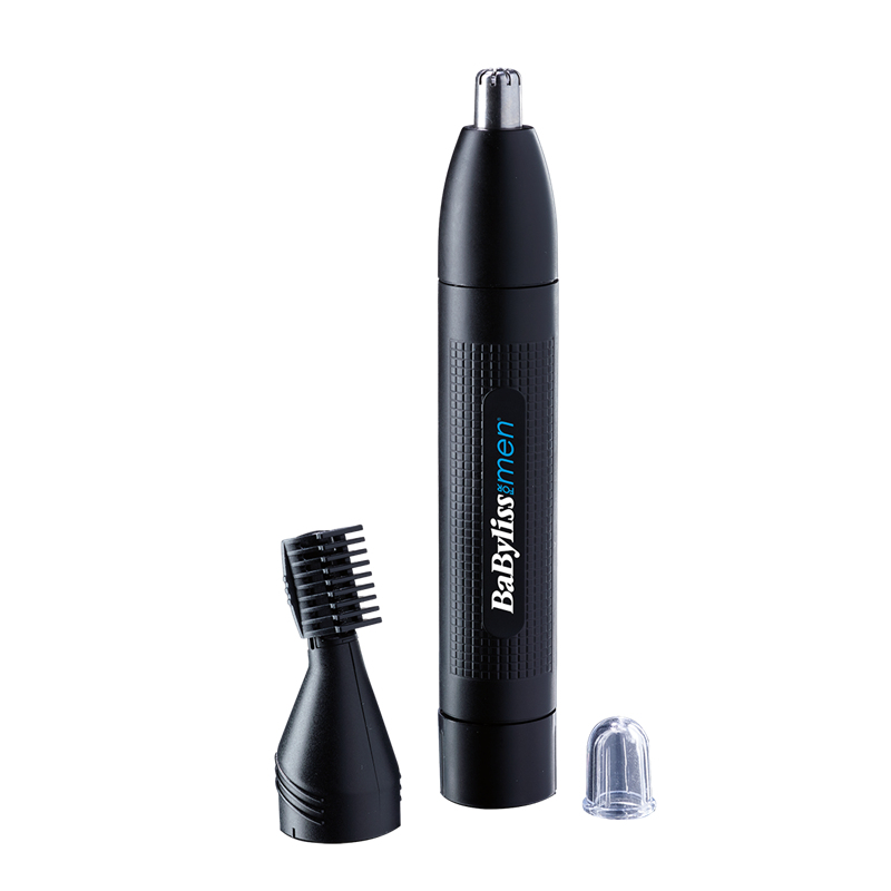 Cortapelos naricero- BaByliss E652E, De precisión para nariz y orejas, Lavable, Con perfilador de