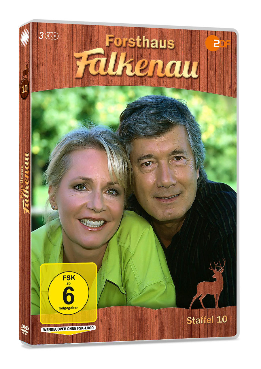 DVD-Box-Set. Das Cover zeigt zwei lächelnde Personen, Titel ist „Forsthaus Falkenau“, Staffel 10.