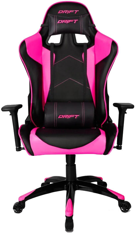 Silla gaming - Drift DR300, Acolchado, Reposabrazos, Regulable, Rosa y negro