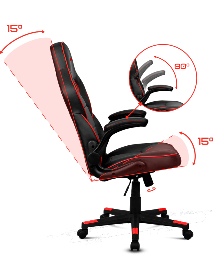 Silla gaming - Drift DR75, Abatible 15º, Reposabrazos regulable, Negro