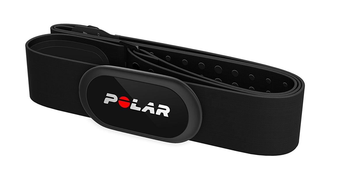 Cinta pectoral negra Polar para monitor de frecuencia cardíaca con logo Polar.