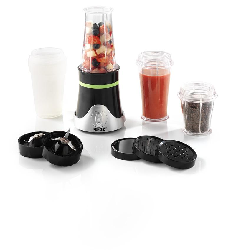 Batidora - Princess 212065 Mini Blender, 300W, Diez accesorios, Negro