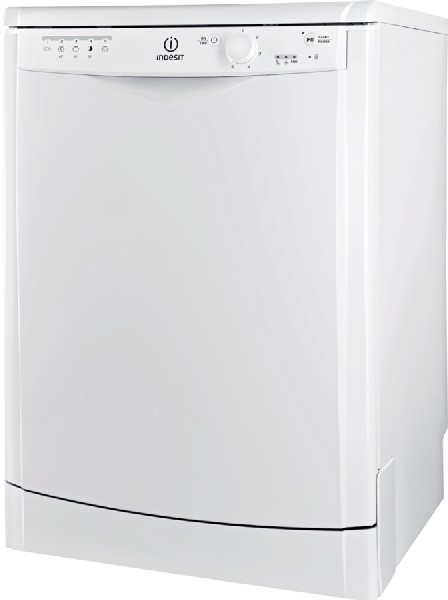 Lavavajillas blanco con botones y asa. Es un electrodoméstico de cocina.