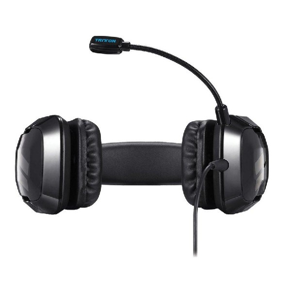 Auriculares gaming negros con micrófono.