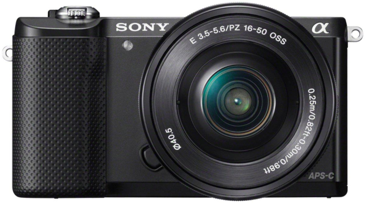 Cámara Evil - Sony ILCE 5000LB, 20.1 Mpx, WiFi, NFC, Vídeos Full HD, objetivo 16-50 mm, Negro