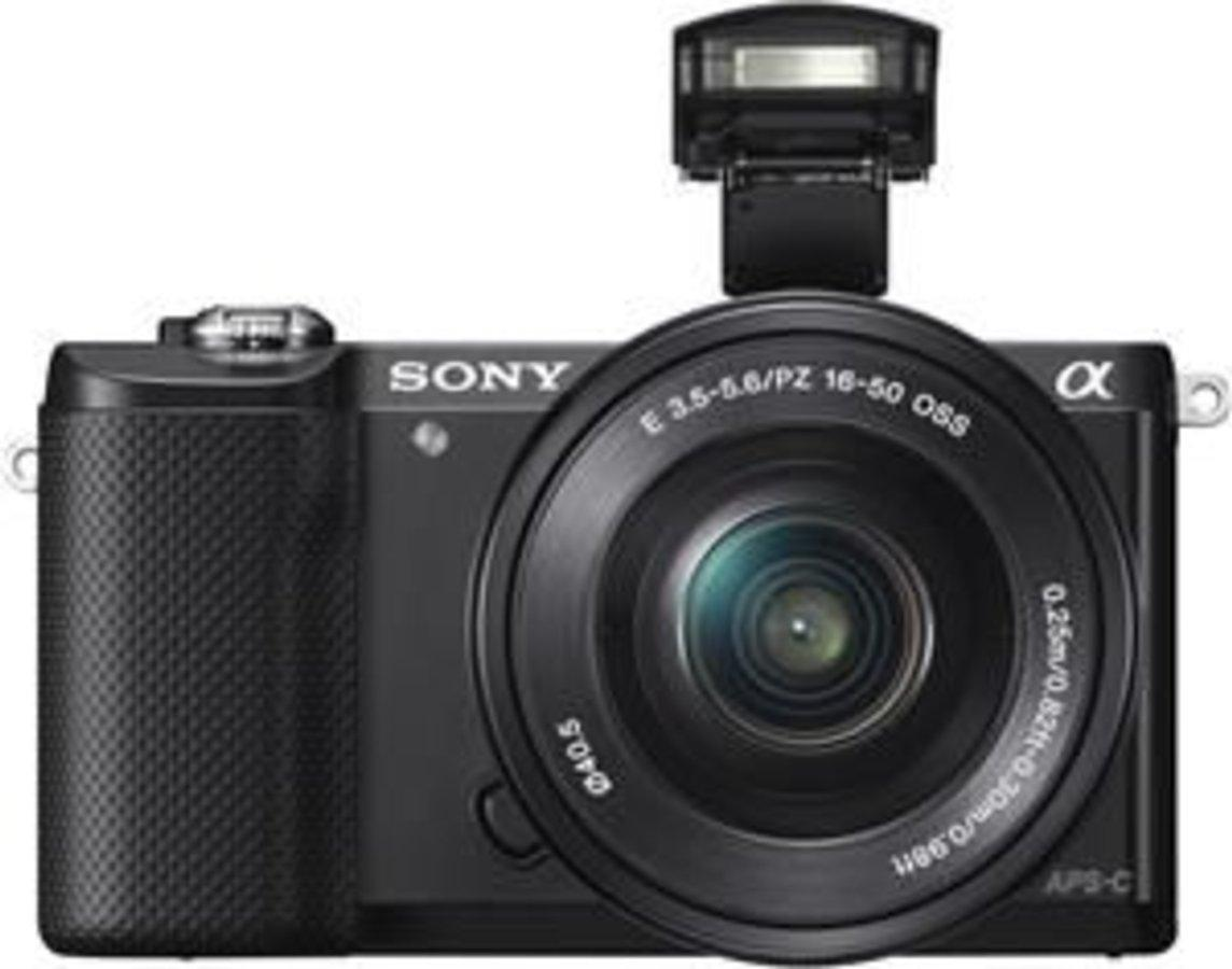 Cámara Evil - Sony ILCE 5000LB, 20.1 Mpx, WiFi, NFC, Vídeos Full HD, objetivo 16-50 mm, Negro