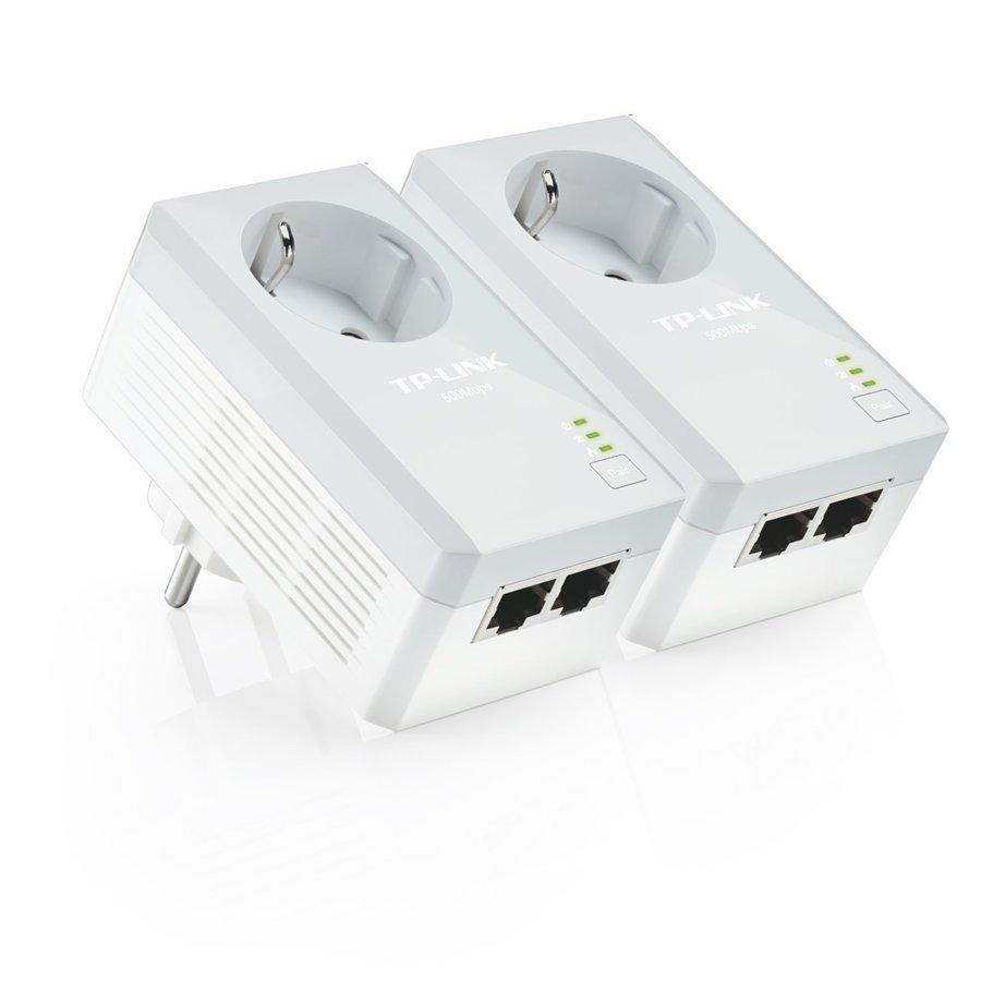 Kit de adaptadores - TP-Link TL-PA4020KIT, Powerline, AV500, 500Mbps, enchufe incorporado, plug and