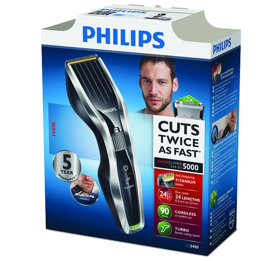 Cortapelos - Philips HC5450/ 80 Cuchillas de titanio, 24 posiciones de longitud, Recargable