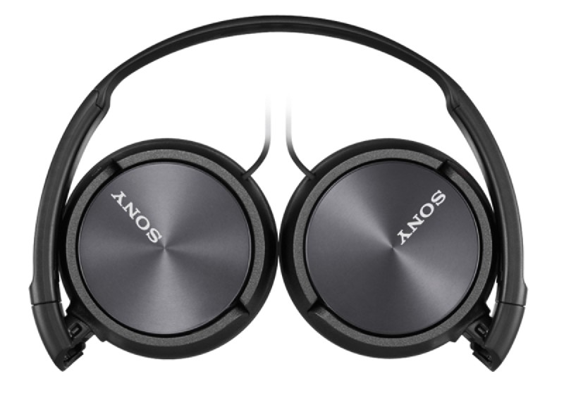Auriculares Sony negros con auriculares redondos y una banda de conexión sobre la cabeza.