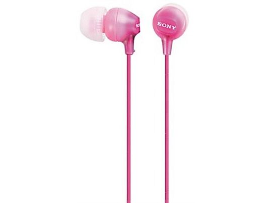 Auriculares de botón - Sony MDR-EX15LPPI, 8Hz - 22.000Hz, 100dB/mW, Botón, Tapones de Silicona, Iman de Neodimio, Rosa