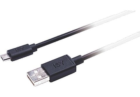 Cable - De USB a MicroUSB, Isy IWC 1000, Universal, Longitud 120 cm, Negro