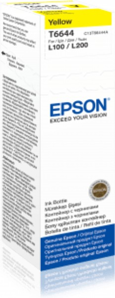 Botella de tinta Epson amarilla T6644 para impresoras L100/L200.