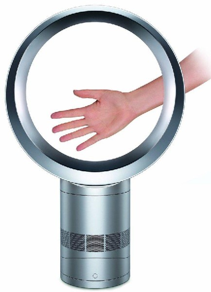 Ventilador sin aspas de sobremesa - Dyson AM06 Blanco/Plata, Tecnología Air Multiplier, Control