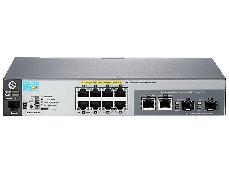 HP 2530-8G-PoE+ Switch | Conmutador - Gestionado - 8 x 10/100/1000 (PoE+) + 2 x Gigabit SFP