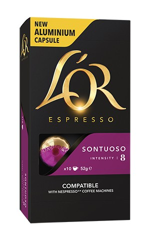 Cápsulas monodosis LOR Espresso Sontuoso 08, pack de 10, compatible para Nespresso