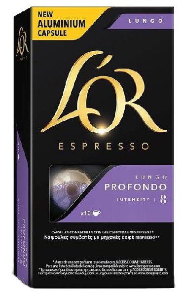 Cápsulas monodosis - L'OR LUNGO PROFONDO, pack de 10, compatible Nespresso