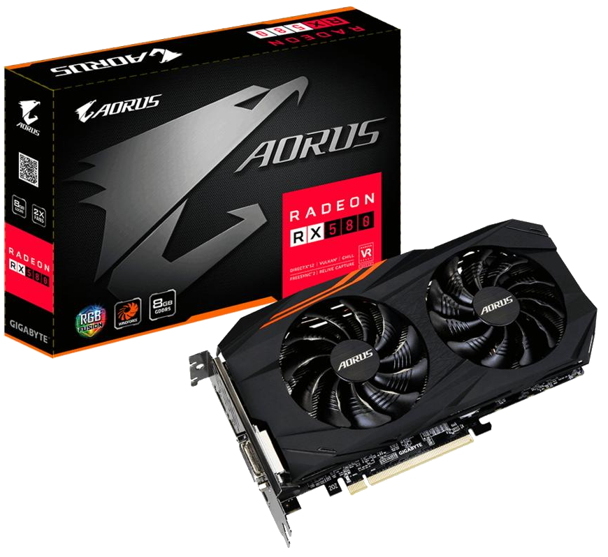 Tarjeta gráfica - Gigabyte RX 580 AORUS 4G GDDR5, Radeon, luces personalizables, refrigeración