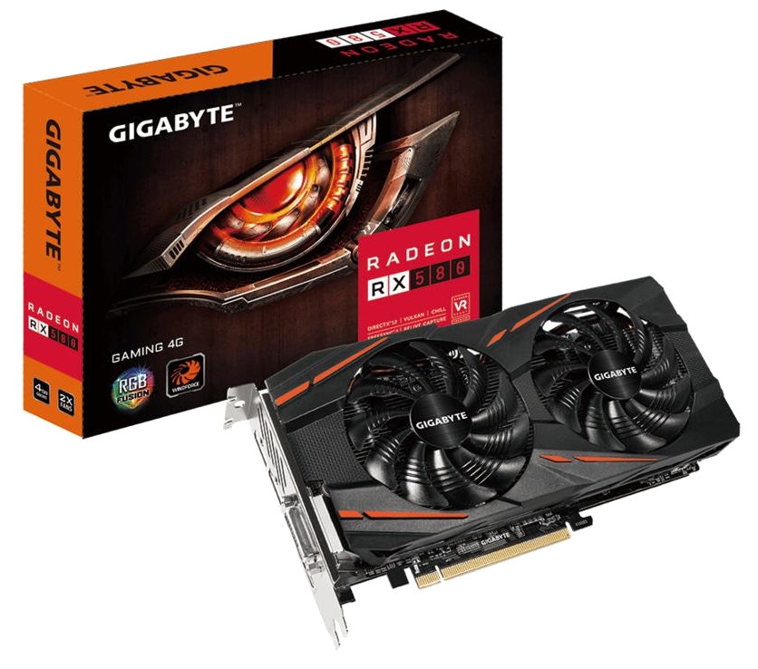 Tarjeta gráfica - Gigabyte RX 580 Gaming 4GD, Radeon, ventiladores 3D-Active Windforce 2X