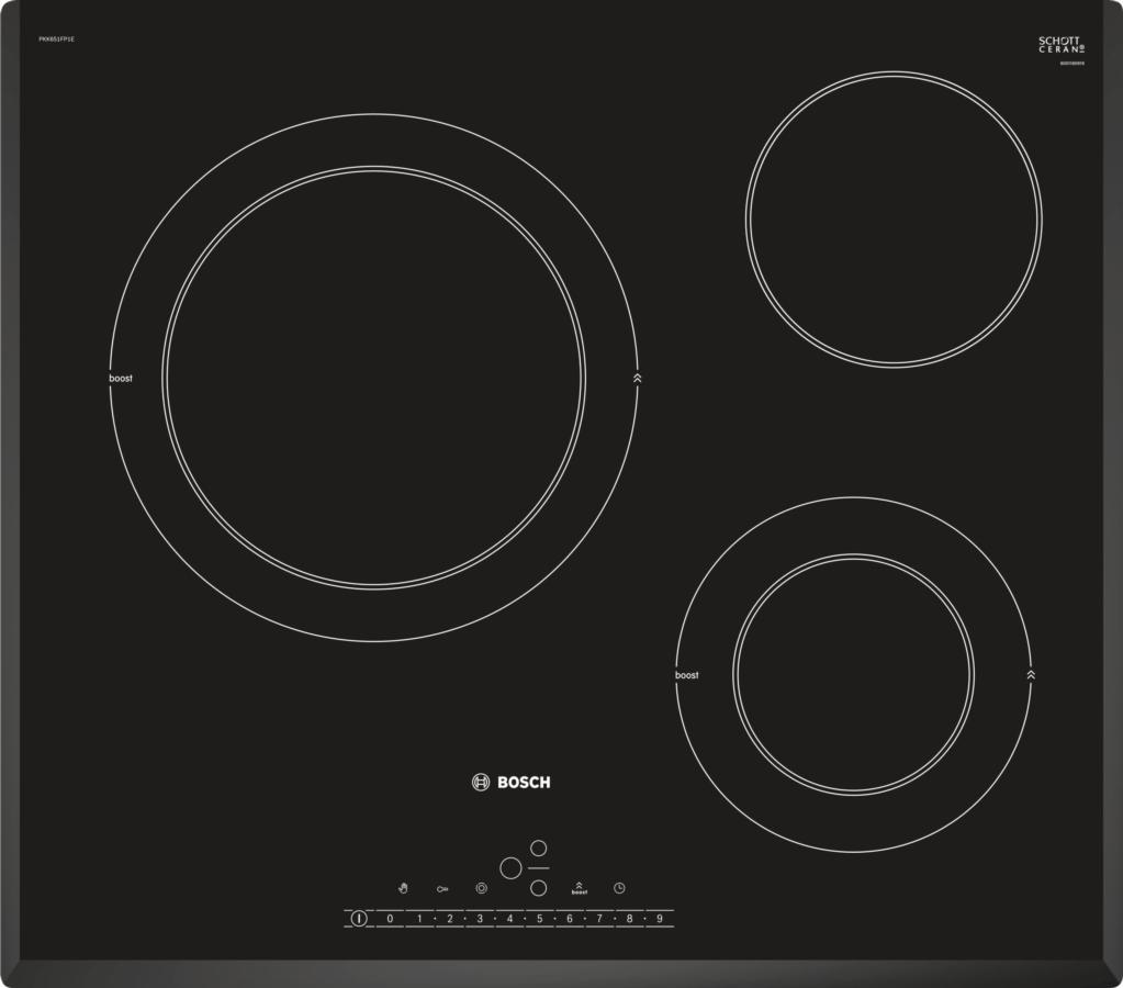 Bosch Pkk651fp2e 3 fuegos placa de 60 cm zonas sprint directselect serie 6 vitroceramica integrado control 60cm color negro coccion 17 59.2 28