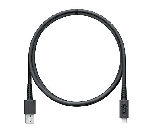Cable de carga negro Nintendo Switch. USB a USB-C, cable negro.