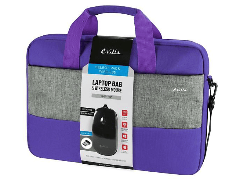 Maletín para portátil de 15.6" - e-Vitta Bag Select Pack 16, Ratón inalámbrico incluido