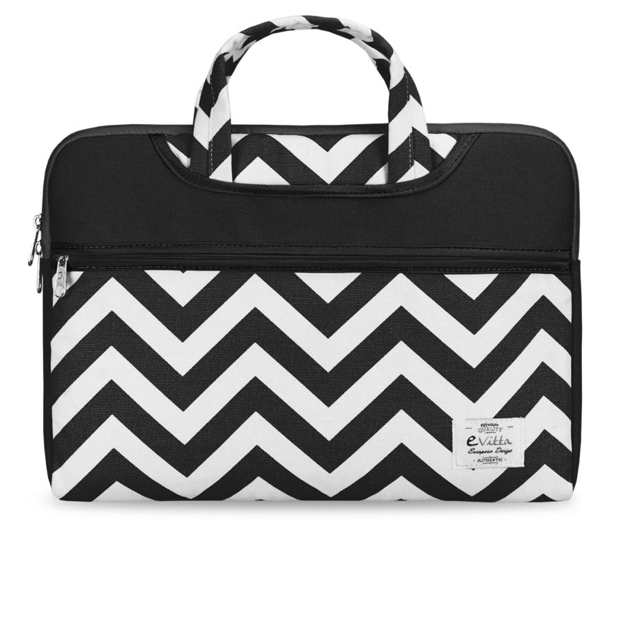 Maletín para portátil - Evitta Chevron Sleeve, Blanco-Negro