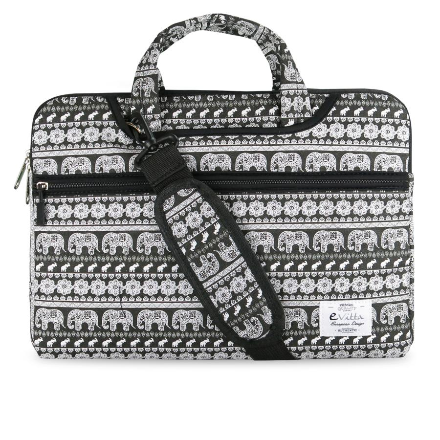 Maletín para portátil - Evitta Elephant Sleeve, Elefantes, Blanco-Negro