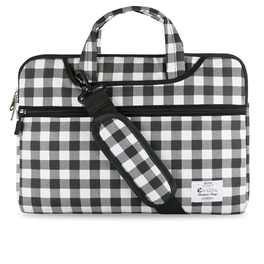 Maletín para portátil - Evitta Chequered Sleeve, Blanco-Negro