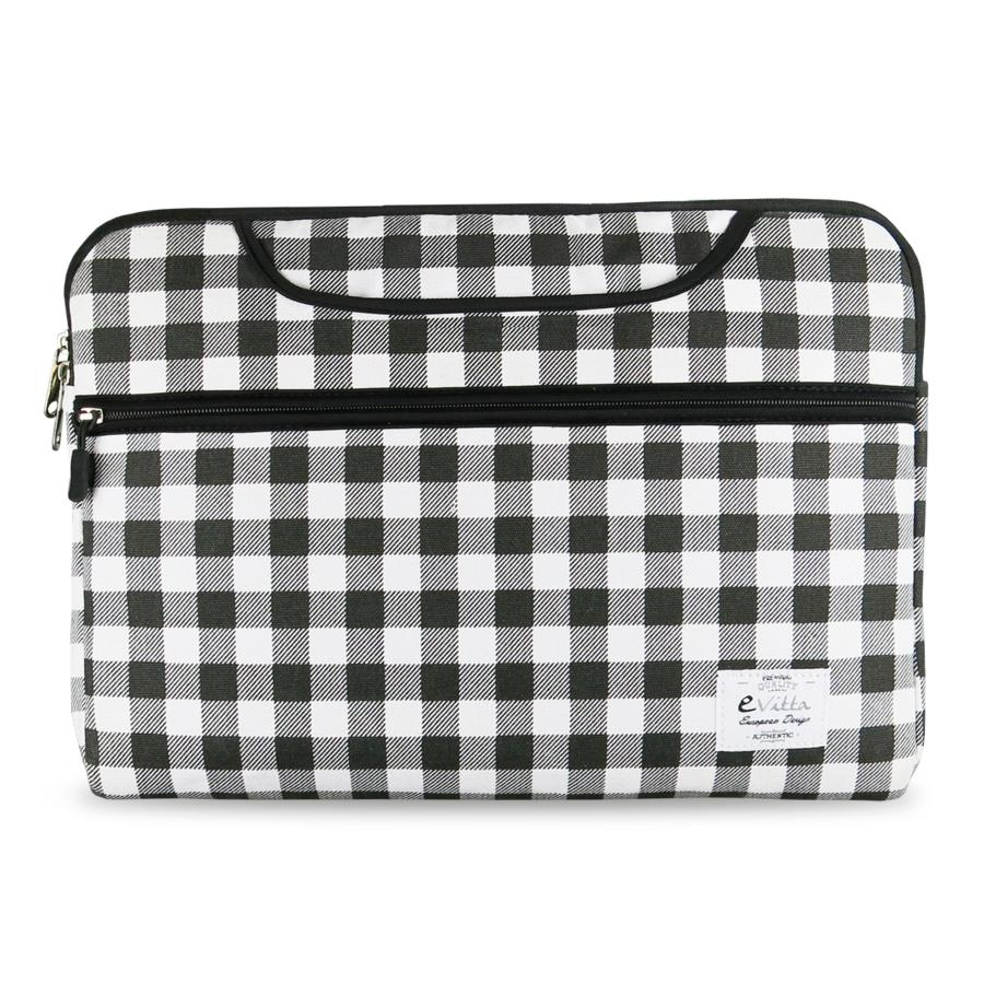 Maletín para portátil - Evitta Chequered Sleeve, Blanco-Negro