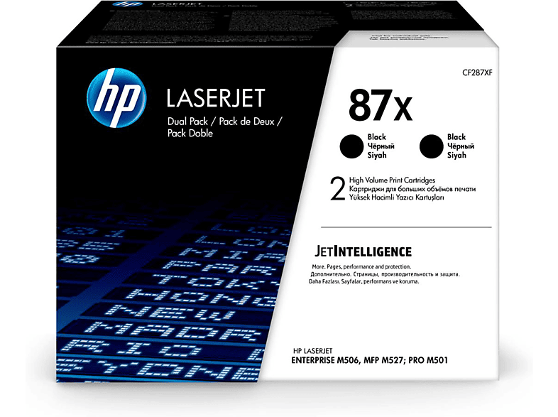 HP Paquete de 2 cartuchos de tóner negro Originales LaserJet 87X de alta capacidad