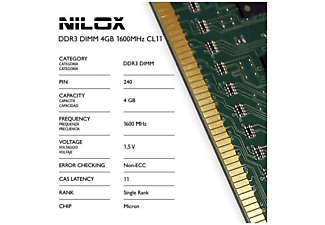Memoria Ram - Nilox 4GB PC3-12800 4GB DDR3 1600MHz