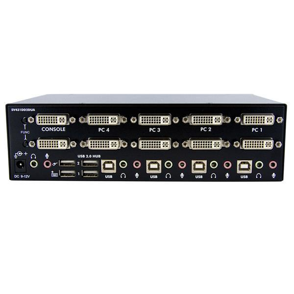Switch KVM - StarTech.com SV431DD2DUA Conmutador KVM con audio de 4 Puertos DVI USB