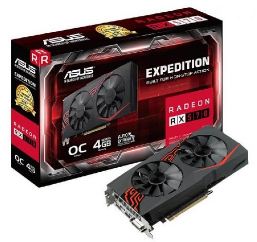 Tarjeta gráfica - ASUS Expedition Radeon RX570 4GB oc GDDR5, 256 bit, Certificado IP5X